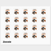 Grappige Zwarte Kat die Pompoen omver gooit Hallow Vierkante Sticker (Vel)