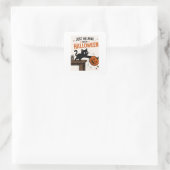 Grappige Zwarte Kat die Pompoen omver gooit Hallow Vierkante Sticker (Tas)