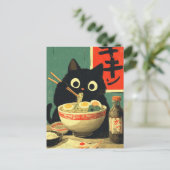 Grappige zwarte kat die ramen eet briefkaart (Staand voorkant)