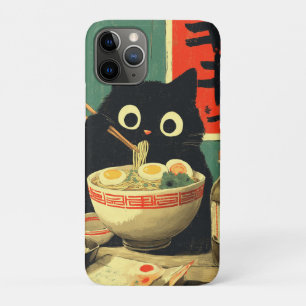 Grappige zwarte kat die Ramen eet Case-Mate iPhone Case