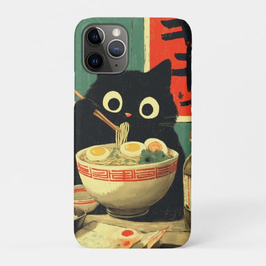 Grappige zwarte kat die Ramen eet Case-Mate iPhone Case (Achterkant)