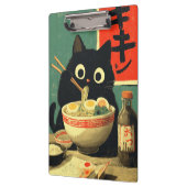 Grappige zwarte kat die Ramen eet Klembord (Links)
