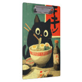Grappige zwarte kat die Ramen eet Klembord (Rechts)