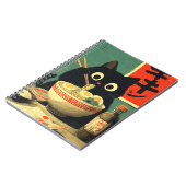 Grappige zwarte kat die Ramen eet Notitieboek (Linkerzijde)
