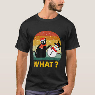 Grappige zwarte kat die sneeuwman Kerstmis Winter T-shirt