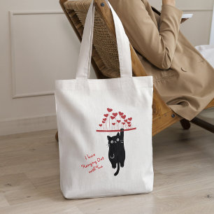 Grappige Zwarte Kat die Valentijnsdag doorbrengt Tote Bag