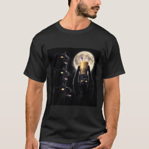 Grappige Zwarte Kat Drink Boba Thee Maneschijn Man T-shirt