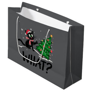 Grappige zwarte kat duwen kerstboom kat Wat? Groot Cadeauzakje