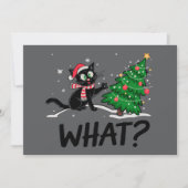 Grappige zwarte kat duwen kerstboom kat Wat? Kaart (Voorkant)