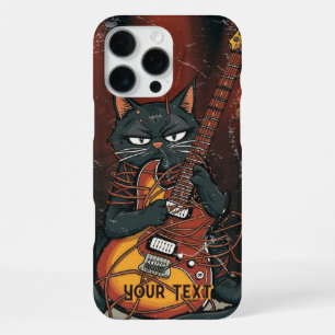Grappige zwarte kat elektrische gitaar speler cade iPhone 16 pro max hoesje