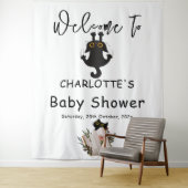 Grappige zwarte kat en boek Baby shower achtergron Wandkleed (In situ)
