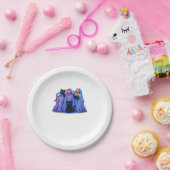 Grappige zwarte kat en geest Halloween essentiële  Papieren Bordje (Feest)