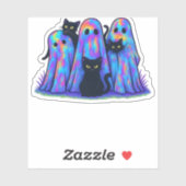 Grappige zwarte kat en geest Halloween essentiële  Sticker (Vel)