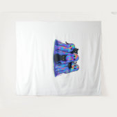 Grappige zwarte kat en geest Halloween essentiële  Wandkleed (Voorkant (horizontaal))