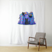 Grappige zwarte kat en geest Halloween essentiële  Wandkleed (In situ)