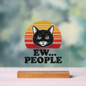 Grappige Zwarte Kat Ew Mensen Retro Zonsondergang Acryl Bord (Neutraal)
