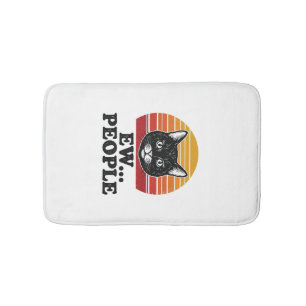 Grappige Zwarte Kat Ew Mensen Retro Zonsondergang Badmat