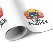 Grappige Zwarte Kat Ew Mensen Retro Zonsondergang Cadeaupapier (Rol Hoek)