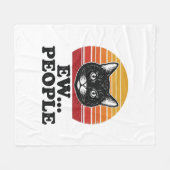 Grappige Zwarte Kat Ew Mensen Retro Zonsondergang  Fleece Deken (Voorkant (Horizontaal))