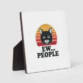 Grappige Zwarte Kat Ew Mensen Retro Zonsondergang  Fotoplaat (Voorkant)