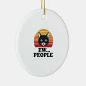 Grappige Zwarte Kat Ew Mensen Retro Zonsondergang Keramisch Ornament (Rechts)