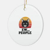 Grappige Zwarte Kat Ew Mensen Retro Zonsondergang Keramisch Ornament (Links)