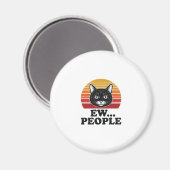 Grappige Zwarte Kat Ew Mensen Retro Zonsondergang Magneet (Voorkant / Achterkant)