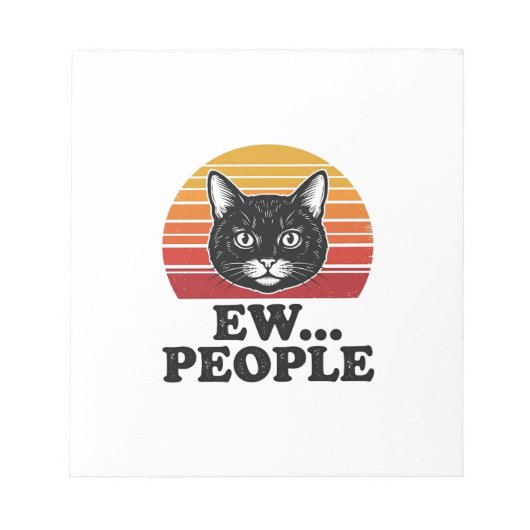 Grappige Zwarte Kat Ew Mensen Retro Zonsondergang  Notitieblok (Voorkant)