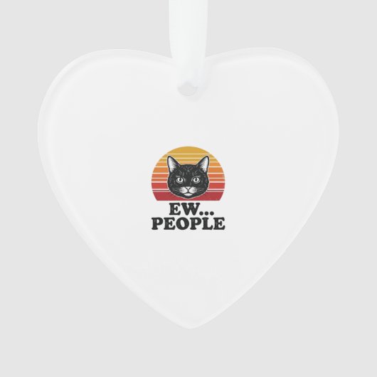 Grappige Zwarte Kat Ew Mensen Retro Zonsondergang Ornament (voorkant)