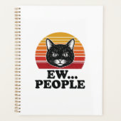 Grappige Zwarte Kat Ew Mensen Retro Zonsondergang Planner (Voorkant)
