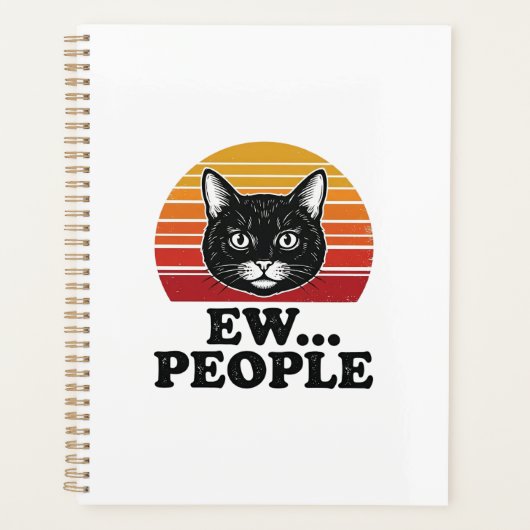 Grappige Zwarte Kat Ew Mensen Retro Zonsondergang Planner (Voorkant)