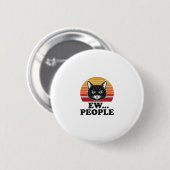 Grappige Zwarte Kat Ew Mensen Retro Zonsondergang Ronde Button 5,7 Cm (Voorkant /achterkant)