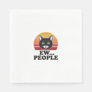 Grappige Zwarte Kat Ew Mensen Retro Zonsondergang  Servet