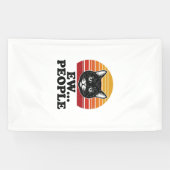 Grappige Zwarte Kat Ew Mensen Retro Zonsondergang  Spandoek (Horizontaal)