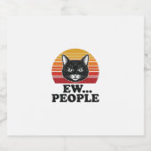 Grappige Zwarte Kat Ew Mensen Retro Zonsondergang Sparkling Wijnetiket (Enkel label)