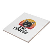 Grappige Zwarte Kat Ew Mensen Retro Zonsondergang Tegeltje (Zijkant)