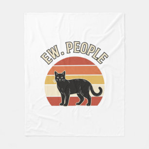 Grappige Zwarte Kat Ew Mensen Vintage Retro Design Fleece Deken