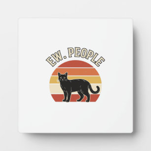 Grappige Zwarte Kat Ew Mensen Vintage Retro Design Fotoplaat