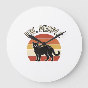 Grappige Zwarte Kat Ew Mensen Vintage Retro Design Grote Klok