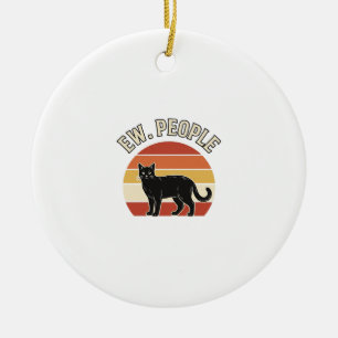 Grappige Zwarte Kat Ew Mensen Vintage Retro Design Keramisch Ornament