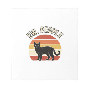 Grappige Zwarte Kat Ew Mensen Vintage Retro Design Notitieblok
