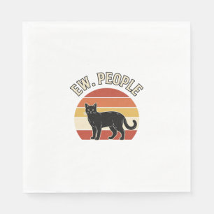 Grappige Zwarte Kat Ew Mensen Vintage Retro Design Servet
