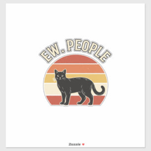 Grappige Zwarte Kat Ew Mensen Vintage Retro Design Sticker