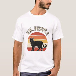 Grappige Zwarte Kat Ew Mensen Vintage Retro Design T-shirt