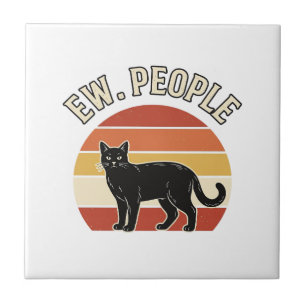 Grappige Zwarte Kat Ew Mensen Vintage Retro Design Tegeltje