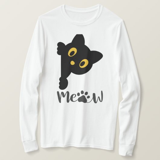 Grappige zwarte kat gele ogen t-shirt (Design voorkant)