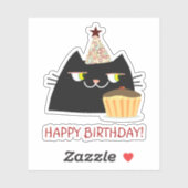 Grappige Zwarte Kat Gelukkige Verjaardag Sticker (Vel)