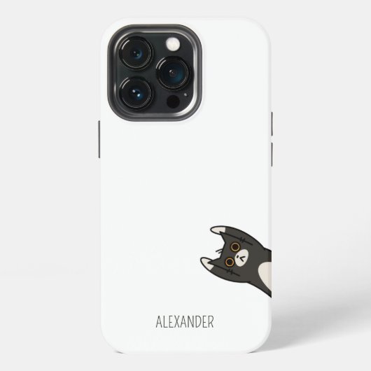 Grappige Zwarte Kat Gepersonaliseerd iPhone Hoesje (Achterkant)