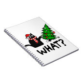 Grappige Zwarte Kat Geschenk Duwt Kerstboom Om C Notitieboek (Rechterzijde)