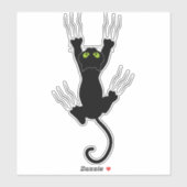 Grappige zwarte kat glijdt langs een raam sticker (Vel)
